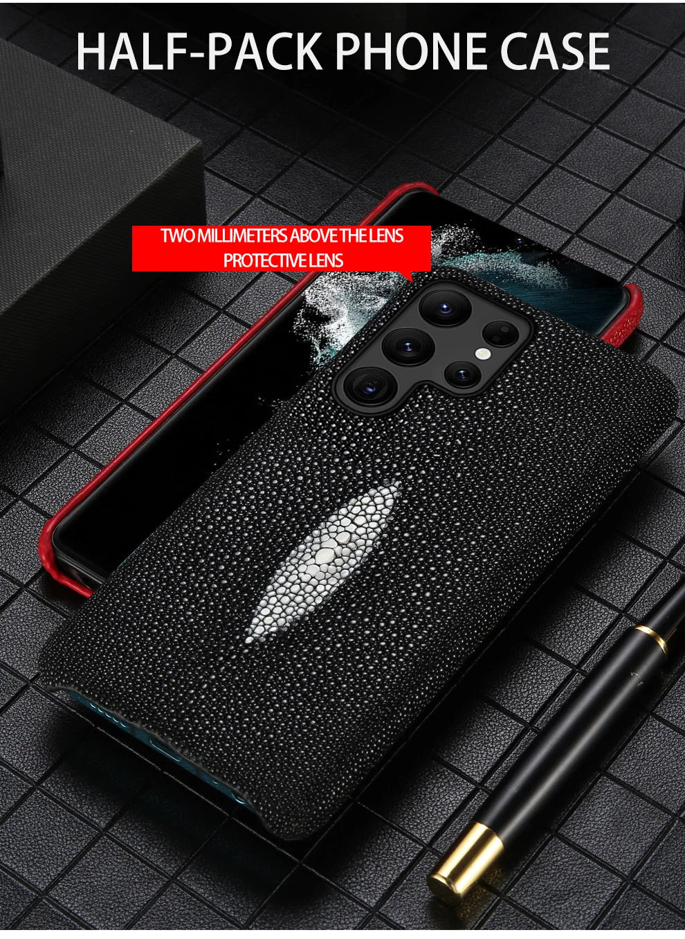 Luxury Genuine Stingray Leather Case for Samsung Galaxy S26 / S26 Ultra / S25 / S25 Plus / S24 / S23 5G – Magnetic Anti-Scratch Back Cover