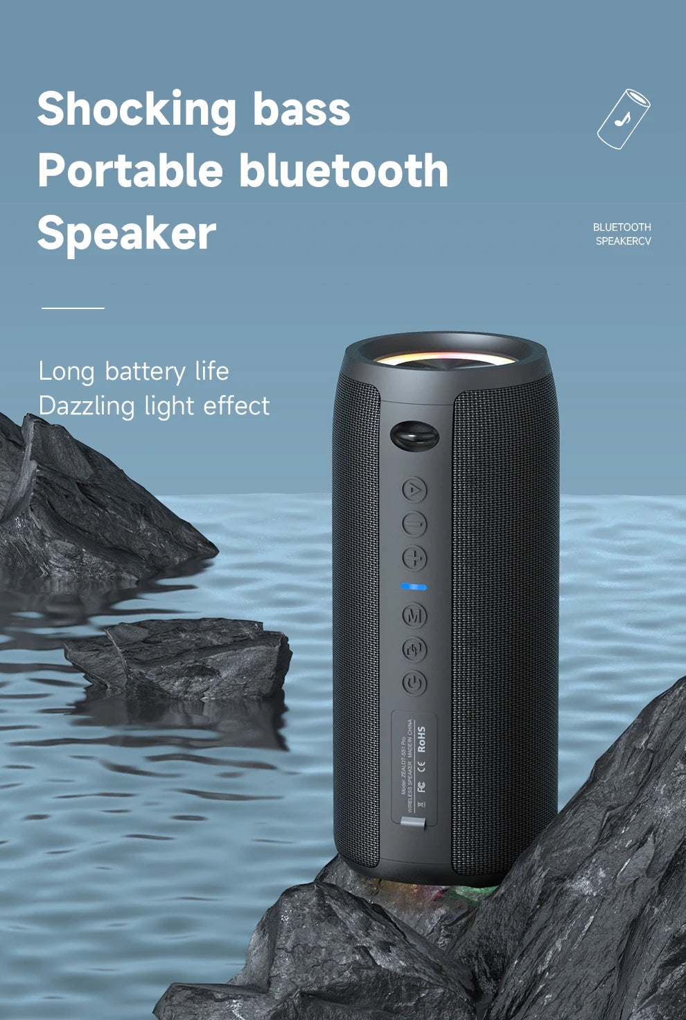 40W High-power Bluetooth Speaker 3D Stereo Bass Bluetooth Speaker Portable IPX5 Waterproof Suitable TWS Boom Box