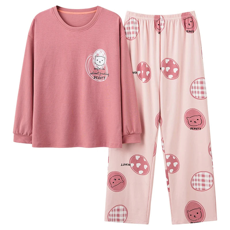 Women’s 2-Piece Pajama Set – Long Sleeve Top & Pants, Loose & Comfortable Winter Loungewear