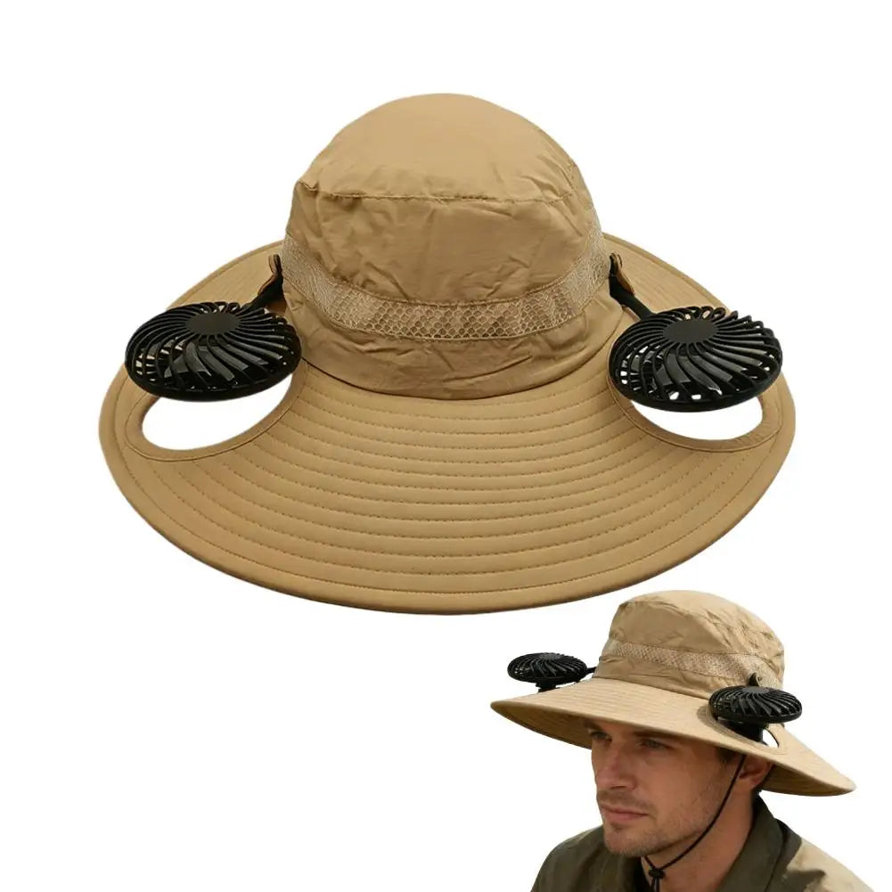 Wide Brim Sun Hat With Dual Fan And USB Charging