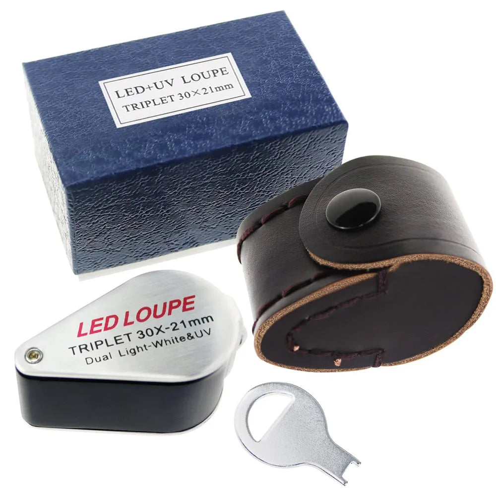 10X–40X LED UV Jewelry Loupe Magnifier Foldable Metal