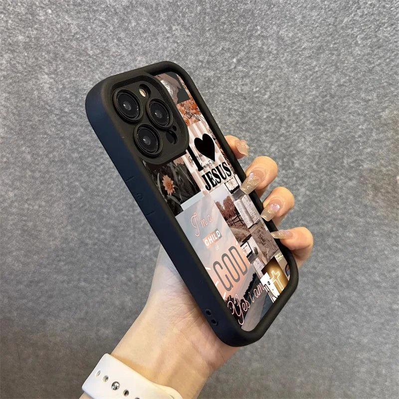 Jesus Collage Pattern Thick Shockproof Phone Case For iPhone 17 16 Pro Max Air 16E 15 14 Cover