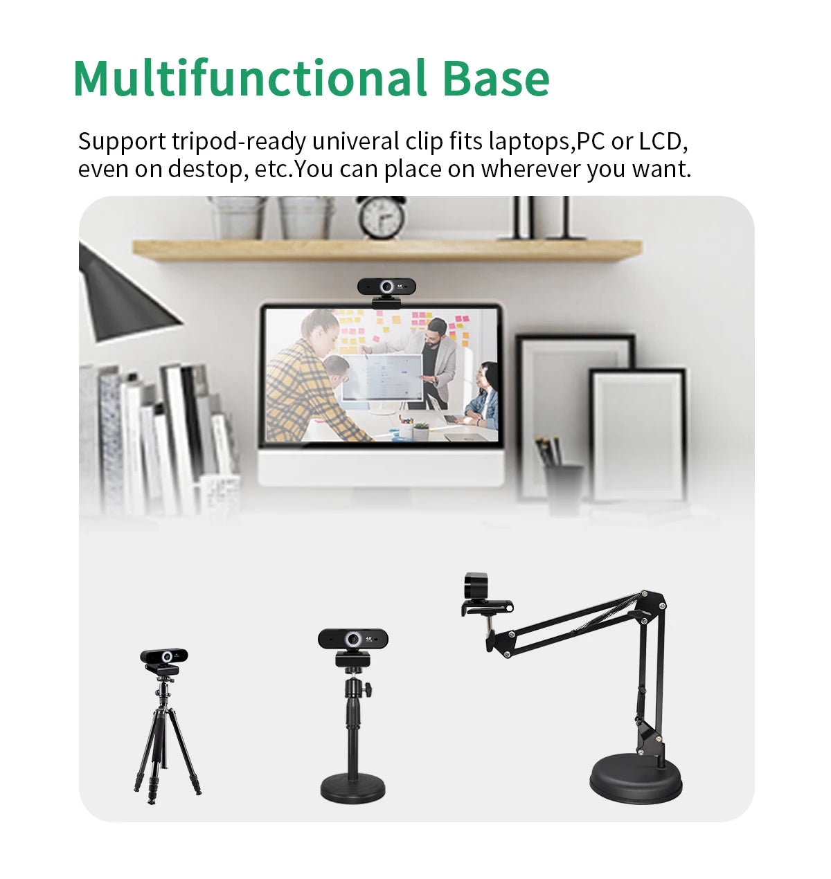 4K Webcam 13MP 10X Zoom USB Camera Autofocal Microphone Web Cam for PC Living Video Conference Online Teaching Laptop Broadcast