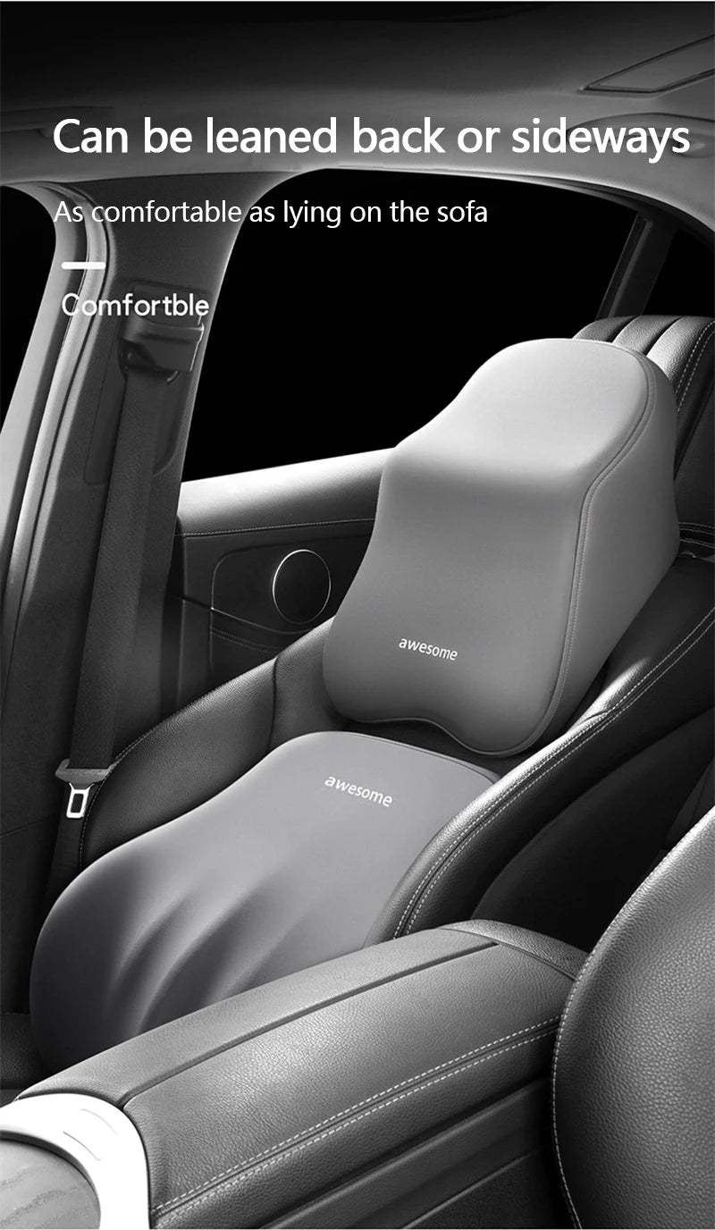 Car Lumbar Back Support Headrest Neck Pillow Memory Foam Lumbar Pillow Universal Soft Neck Pillows Cushion Car Supplies