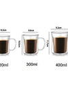 220/300/400ml Double Wall Glass Espresso Cups Clear Coffee Mug With Handle For Hot Cold Beverage Milk Juice Drinkware Set