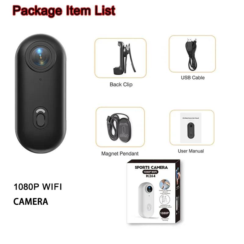 Mini 4K Action Body Camera with WiFi EIS and 30M Waterproof Housing