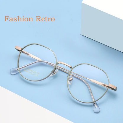 Ultra Light Wide Edge Design Fashion Polygonal Pure Titanium Retro Myopia Optical Prescription Glasses Frame Women