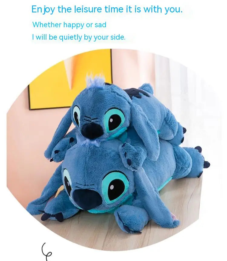 Giant 100cm Disney Stitch Plush Stuffed Doll Blue Kawaii Cartoon Animal Sofa Sleeping Soft Pillow Toys  Girls Birthday Gift