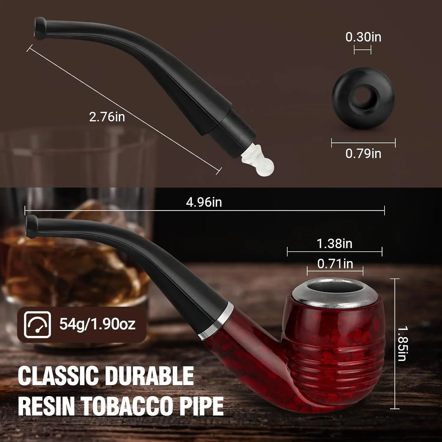 Dual Purpose Red Pipe Set with Pouch, Accessories, Beginner Pipe Kit, Resin Props