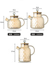 1/1.5/1.8L Amber Teapot Kettle With Bamboo Cover High Borosilicate Glass Cold Water Kettle Bottles Diamond Scented Tea Teaware