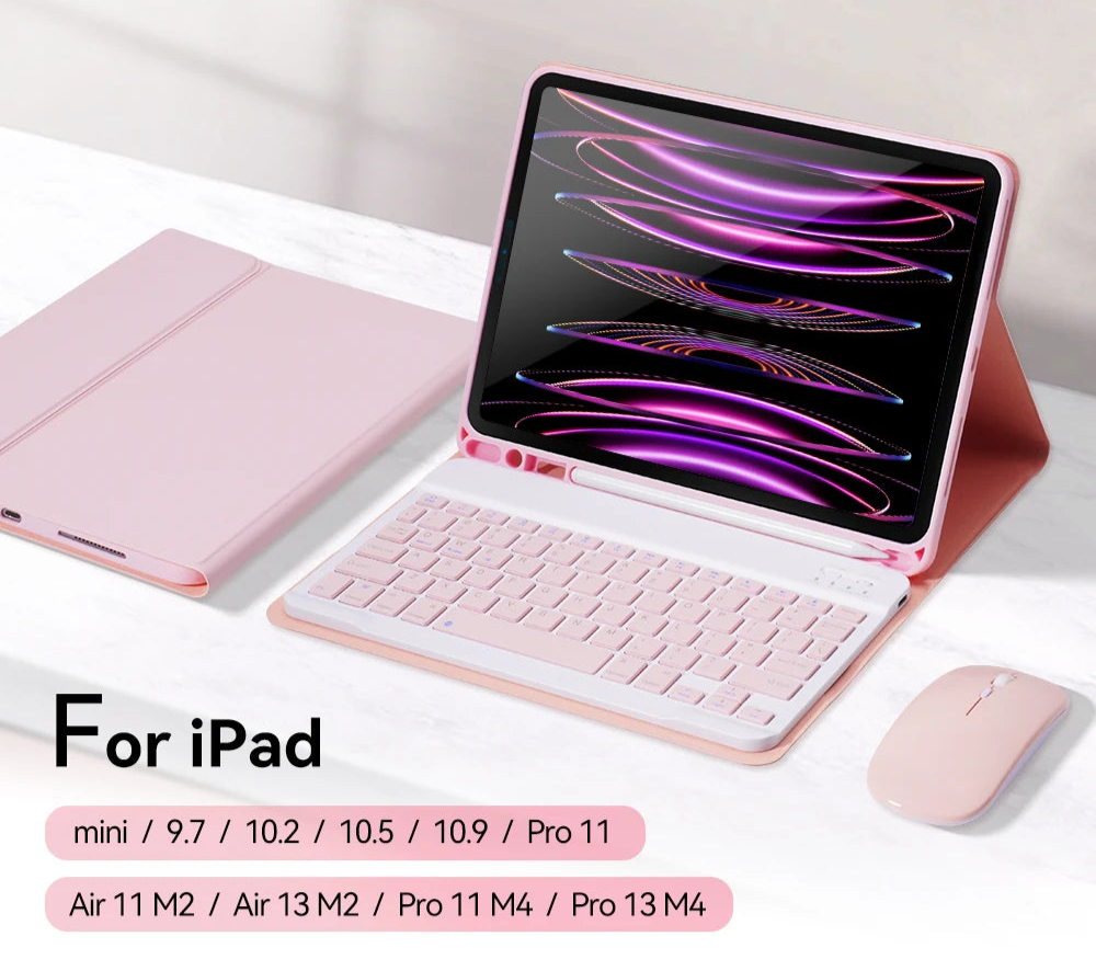 For iPad Keyboard Case For iPad 2024 iPad Air 11-in 13-in M2 Pro 11-in 13-in M4 Pro 11 12.9 10.2 9/8/7th 10.5 9.7 Air 3 2 Case