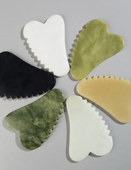Jade Stone Gouache Scraper Sawtooth Gua Sha Massage Tools For Body Meridian Scraping Face Lifting Slimming Skin Detox Beauty SPA