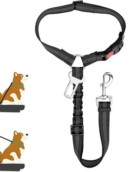 2-in-1 Dog Car Seatbelt Headrest Restraint Adjustable Reflective Pet Safety Seat Belt Clip Buckle Tether Large Medium Small Dogs