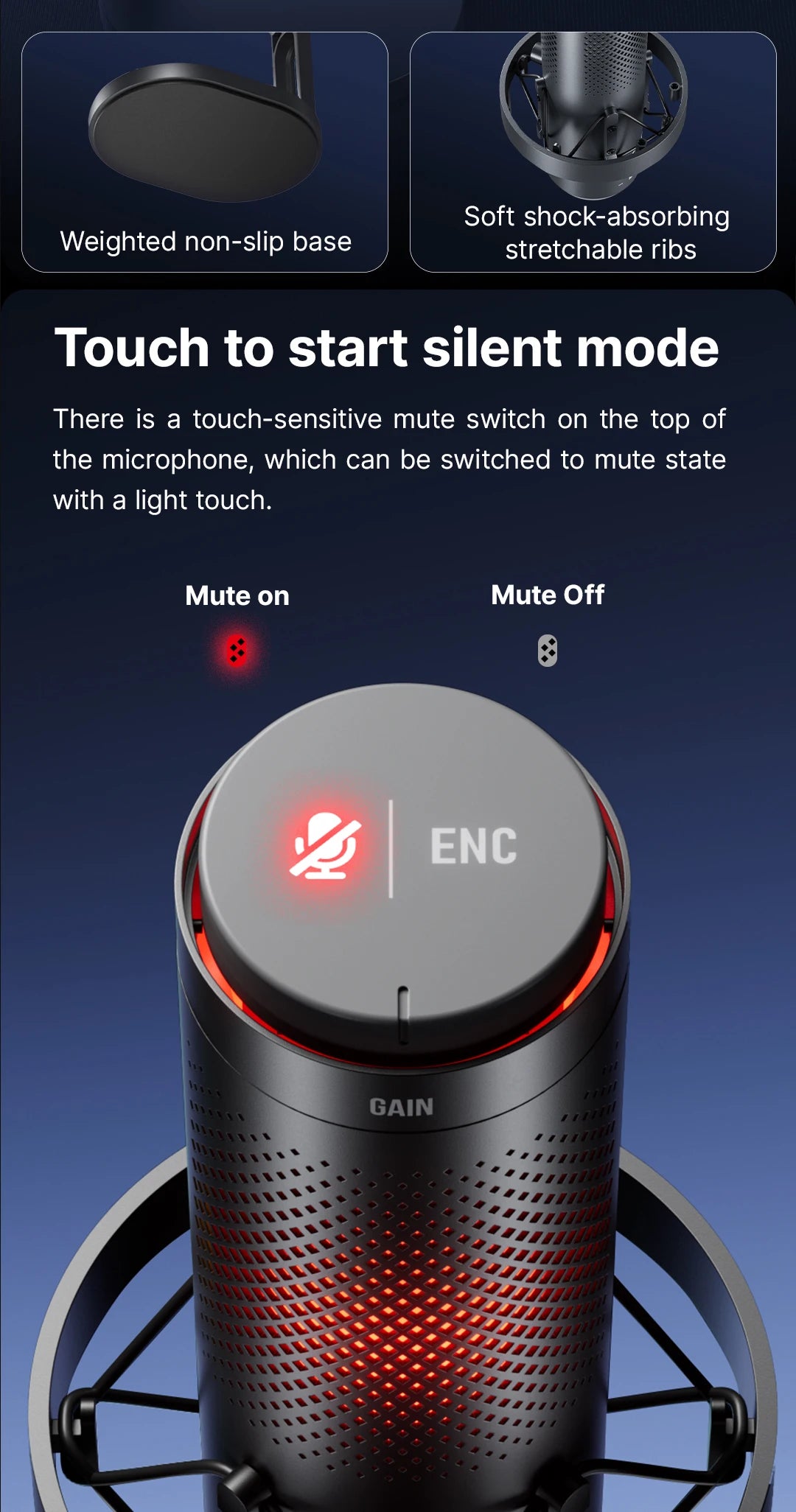 K9 USB Condenser Microphone with RGB Control/Headphone jack/Mute,MIC for PC PS4 PS5 Mac Gaming AmpliGame Youtueb Recording