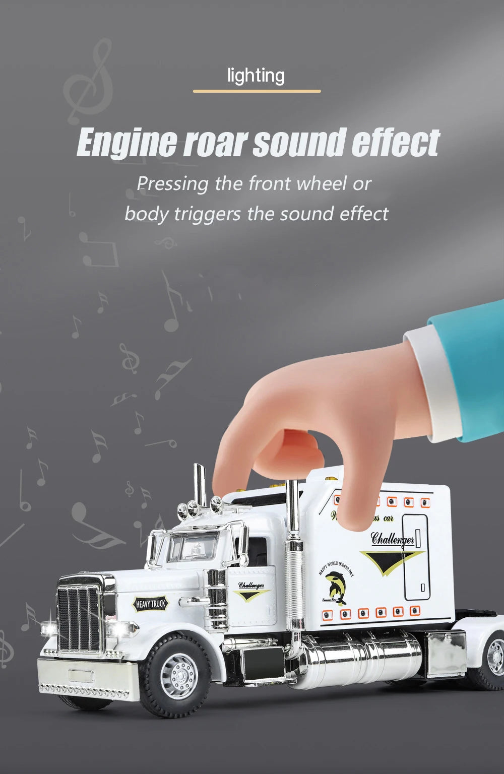 1/24 Scale Peterbilt 389 Heavy Truck Tractor Toy Model Alloy Diecast Sound Light Pull Back Model Truck Boys Toy Gifts Collection