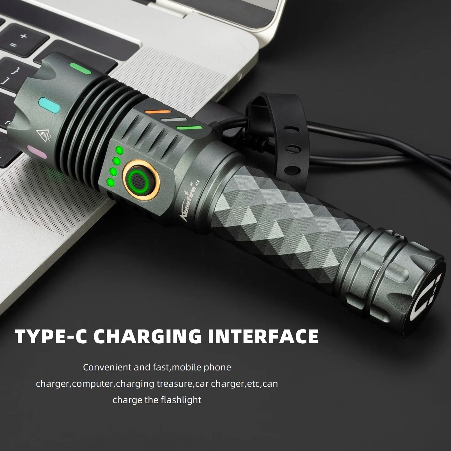 6000 Lumen Rechargeable LED Flashlight With Magnetic Base