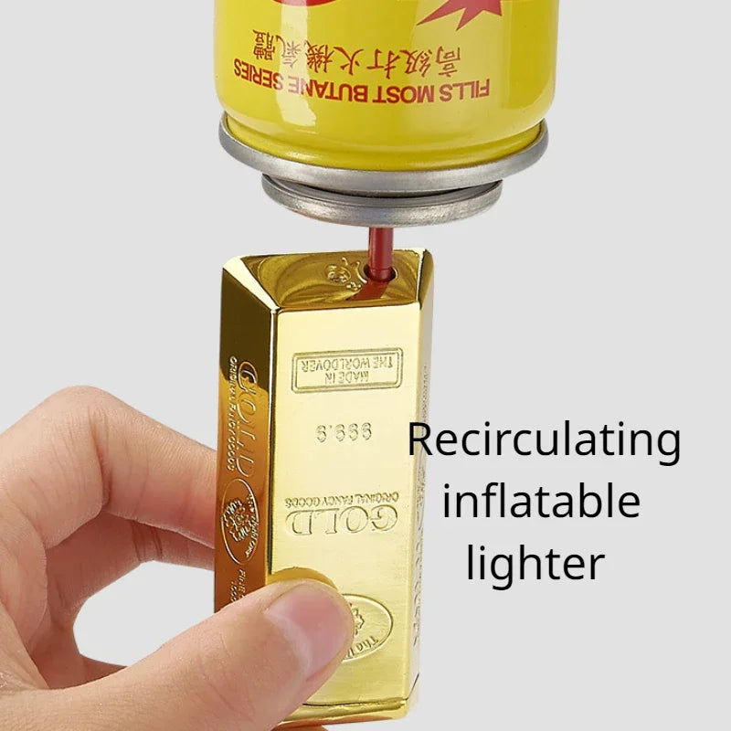 Gold Bar Gas Inflatable Lighter Cigarette Accessories Butane Lighters Metal Windproof Lighter Men's Luxury Lighter Gift Gadgets