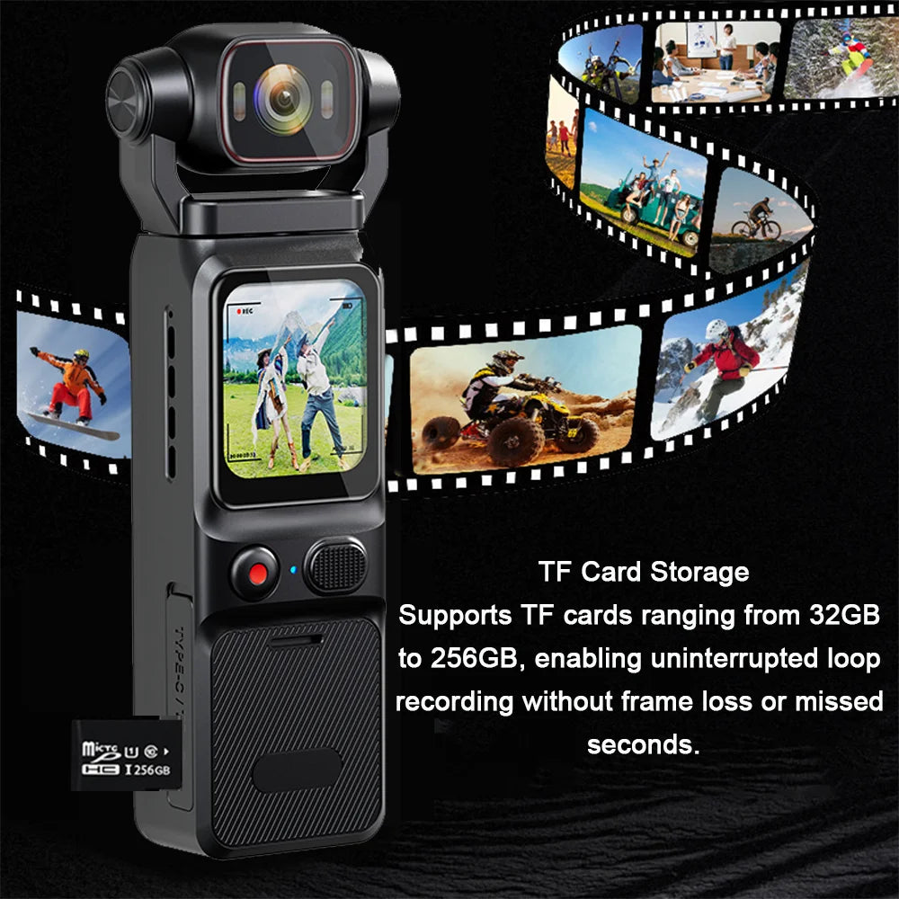 Pocket Action Camera 4K Moto Recording BodyCam 1.69