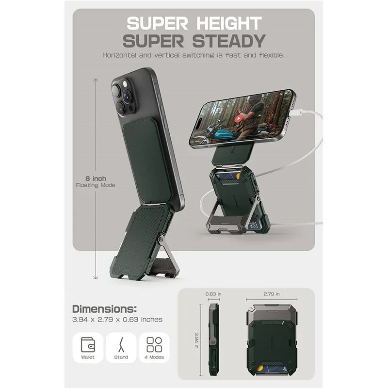 Tripod Phone Stand Credit Card Holder for iPhone 16/15/14/13/12 Adjustable Phone Stand Compatible with MagSafe