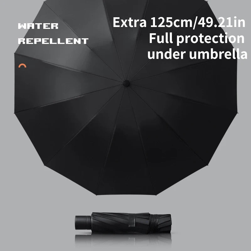 A super large foldable umbrella with black glue and sun protection, reinforced with 12 bones, sturdy for three men and women, su