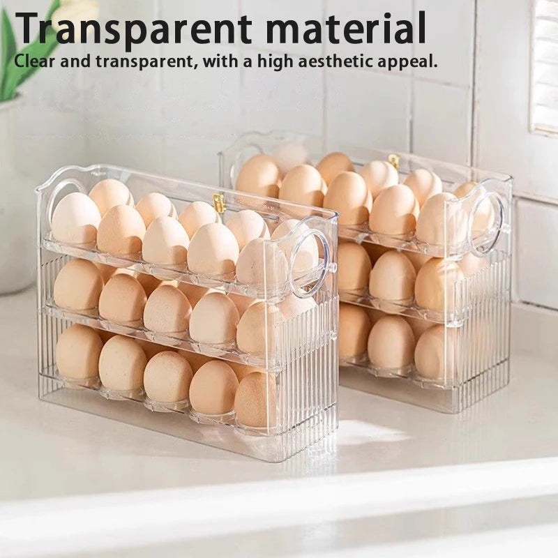 Self-Rolling Egg Dispenser – 2-Layer Clear Egg Storage Bin for Fridge Door
