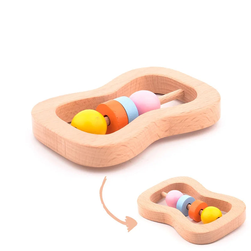 Baby Hand Montessori Rattle Wooden rattle Hand bell Orff Musical Instruments Intellectual Learning Toy Educational Toys Gift