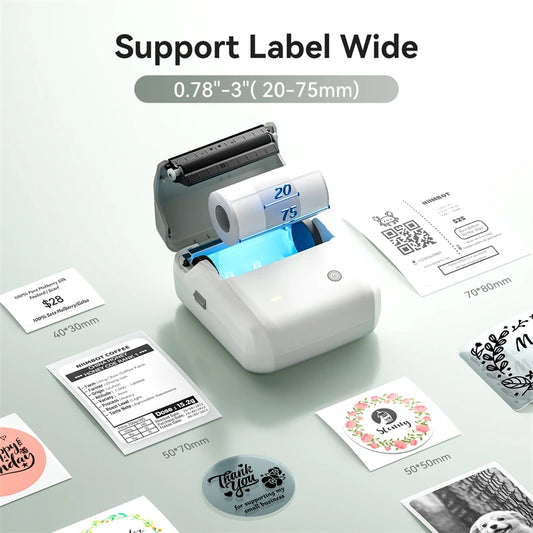 B31 Thermal Label Printer, Bluetooth Wireless Barcode Sticker Maker 20–77mm, Portable Inkless Label Printer for Business