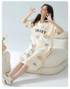 Women’s Cotton Nightgown – Korean Style Cute Print, Summer Short Sleeve Sleepwear Dress