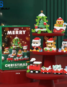Knew Built Christmas Micro Mini Building Blocks Toys - Santa Claus, Christmas Tree, Reindeer, Snowman Elements - Perfect Gifts