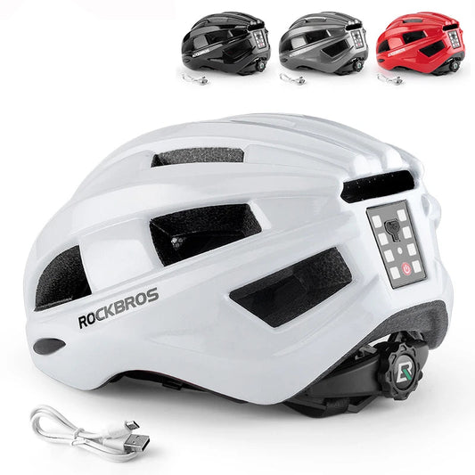 Bicycle Light Helmet MTB Road USB Warning Rear Light Cycling Helmet EPS PC Intergrally-molded Bike Helmet