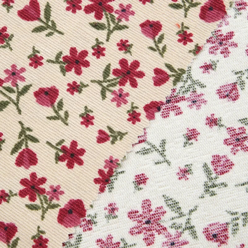 1M/2M/5M Women's Floral Printed Wick Velvet Fabric Women's Fashion Dress Children's Clothing Polyester Handmade Sewing Quilting