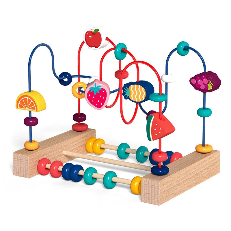 Montessori Wooden Toys Circles Bead Wire Maze Roller Coaster  Early Educational Puzzles Toy for  1 2 3 Years