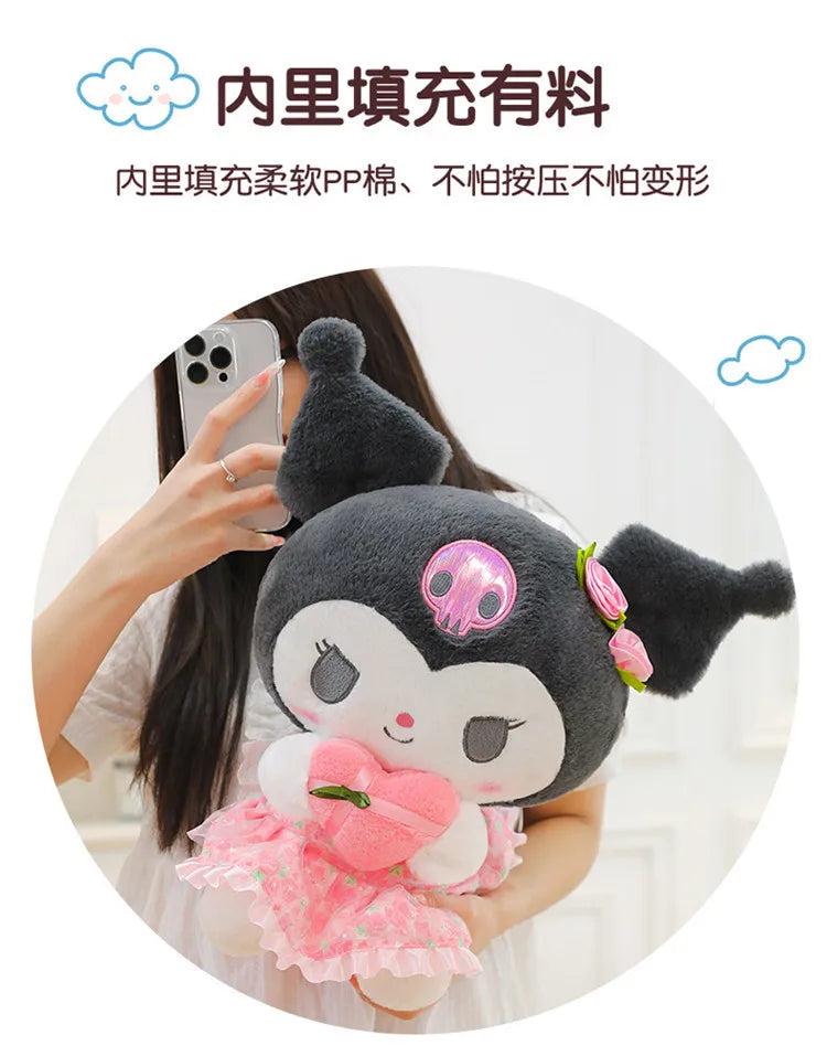 Kawaii Hello Kitty Plush Toy Cute Filled Doll for Kids Birthday Gift Lovely My Melody Kuromi Floral Stuffed Animal Soft Large