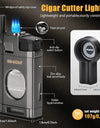 Cigar Lighter Triple Jet Flame Cigar Cutter Windproof Butane Refillable Torch Lighters 2 in 1 Multifunctional Ashtray Set