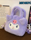 Sanrio Cartoon Plush Shoulder Bags Hello Kitty Kuromi Melody Cute Crossbody Bag Anime Children Handbag