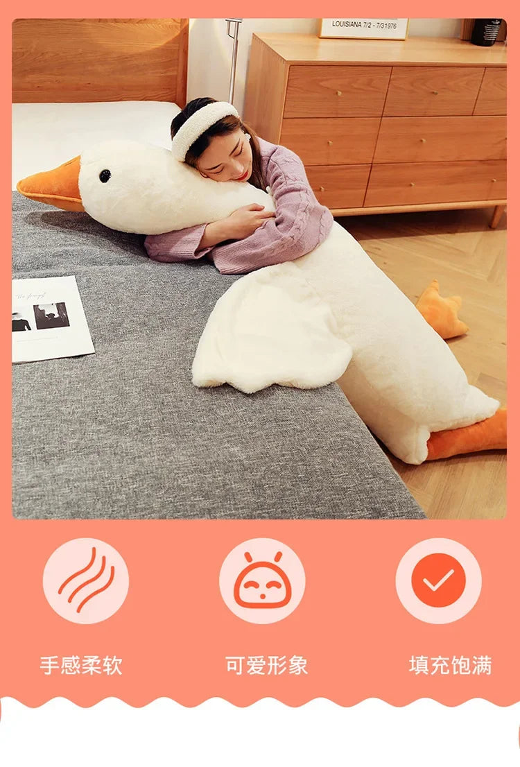 50-160cm Big White Goose Plush Toy Giant Duck Doll Soft Stuffed Animal Goose Sleeping Pillow Sofa Cushion Birthday Gift for Kids
