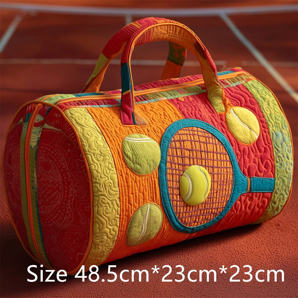 Tennis Racket 3D Printed Quilted Duffel Bag Large Capacity Sports Travel Gym Bag Fashion Weekender Overnight Bag for Men Women