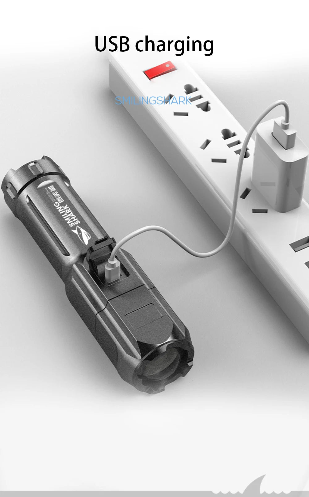 Portable LED Flashlight Rechargeable USB Zoom Torch 18650 Waterproof Tactical Light