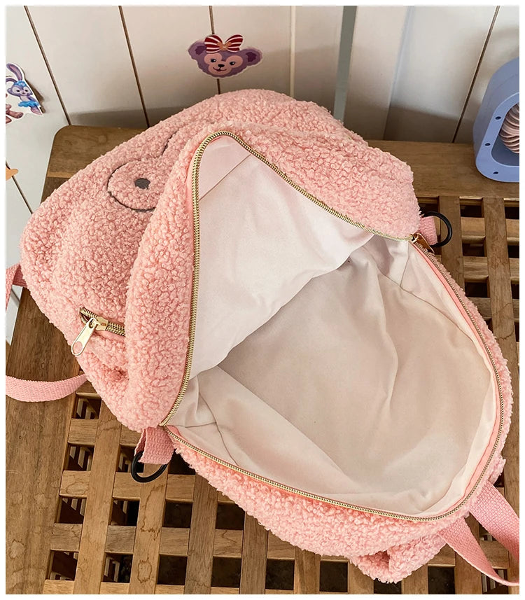 Cute Plush Pig Velvet Backpack Large Capacity Shoulder Bag