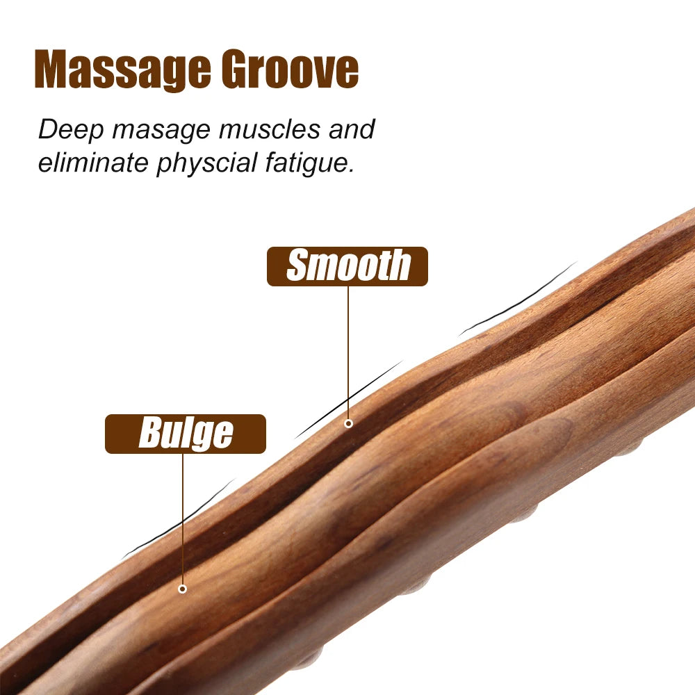 Wood Therapy Massage Roller Stick Tools,for Lymphatic Drainage,Body Sculpting,Ease Neck Back Waist Pain Handheld Massage Stick