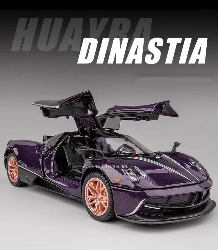 1:32 Scale Pagani Dinastia Huayra BC Car Model Toy Sound Light Gull Wing Door Alloy Diecast Supercar Models Boys Gifts