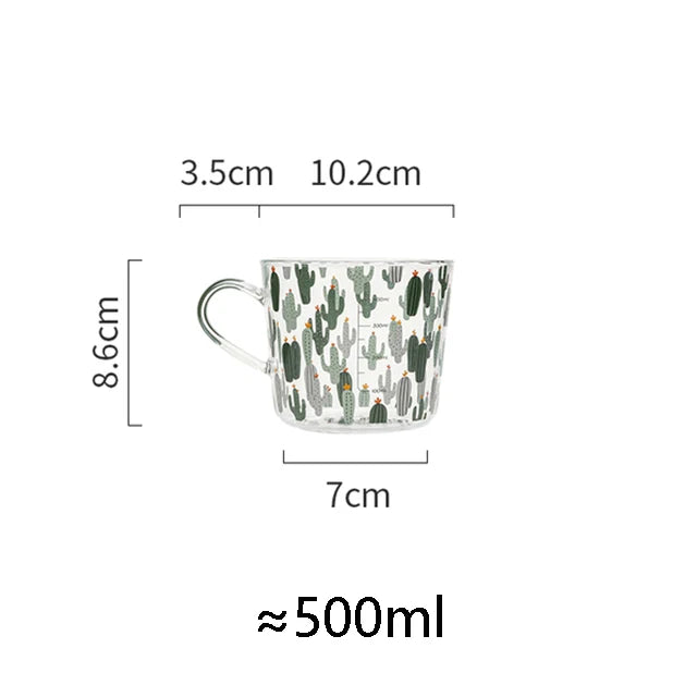 500ml Creative Glass Scale Handgrip Mug Breakfast Milk Coffee Couple Mug Home Tumbler Water Drinkware Fruit Juice Cups