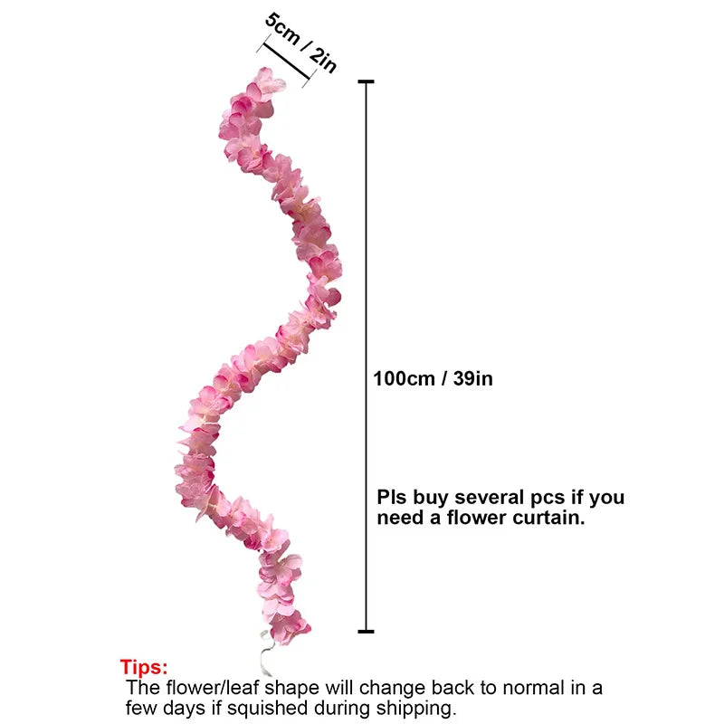 Artificial Wisteria Garland Flowers Faux Wall Vine Flower Backdrop Hanging Flowers Arch Garden Home Wedding Party Decor Rattan