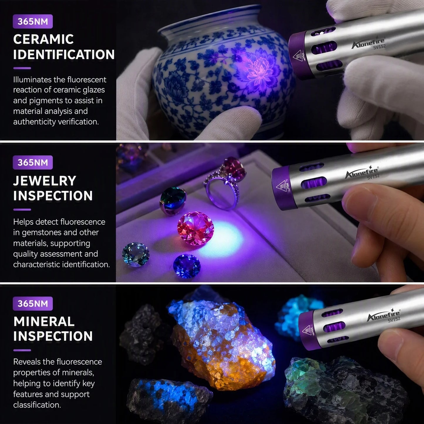 10W 365nm Dual Core UV Rechargeable Blacklight Flashlight