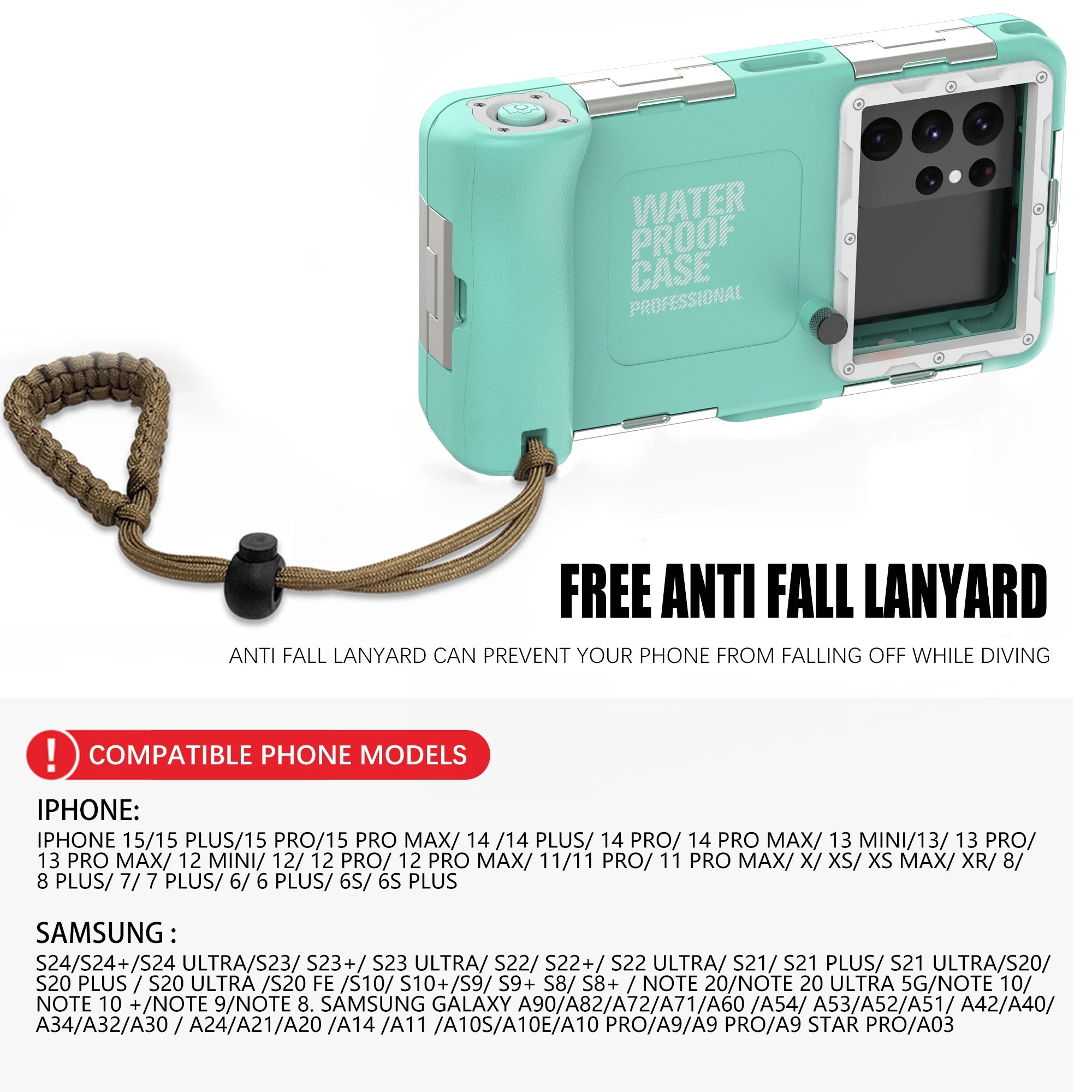 multicolor IP68 standard 15M/50ft diving/swimming photography professional diving waterproof Phone Case