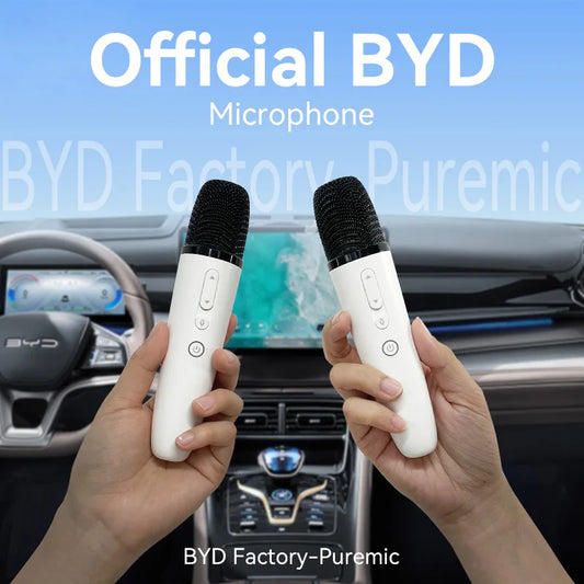 BYD Official Wireless Car Karaoke Microphone with USB-A & USB-C Receiver, Rechargeable Handheld Mic for All BYD & DENZA Models