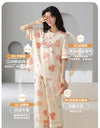 2-Pcs Women’s Cotton Pajama Set – Breathable Short Sleeve Summer Sleepwear with Cute Prints