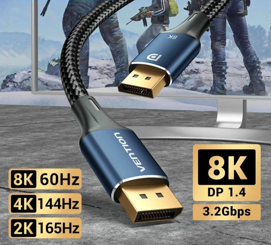 DisplayPort 1.4 Cable 8K 60Hz 4K HDR 165Hz Display Port Audio Cable for Video PC Laptop TV Display Port 1.4 DP Cable 1.2