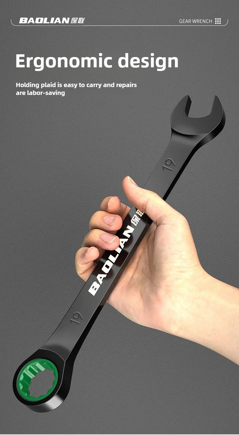 Dual Directional Fast Plum Blossom Ratchet Wrench, Industrial Grade Automatic Small Opening Dual-use Wrench Tool