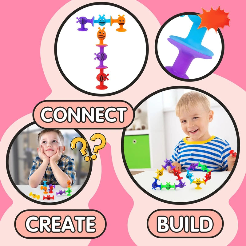 Soft Silicone Building Blocks Toy Animals Shape Suction Cup Bath Toys Parent- Interactive Games Stress Relief Toys